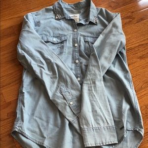 Washed out denim button down